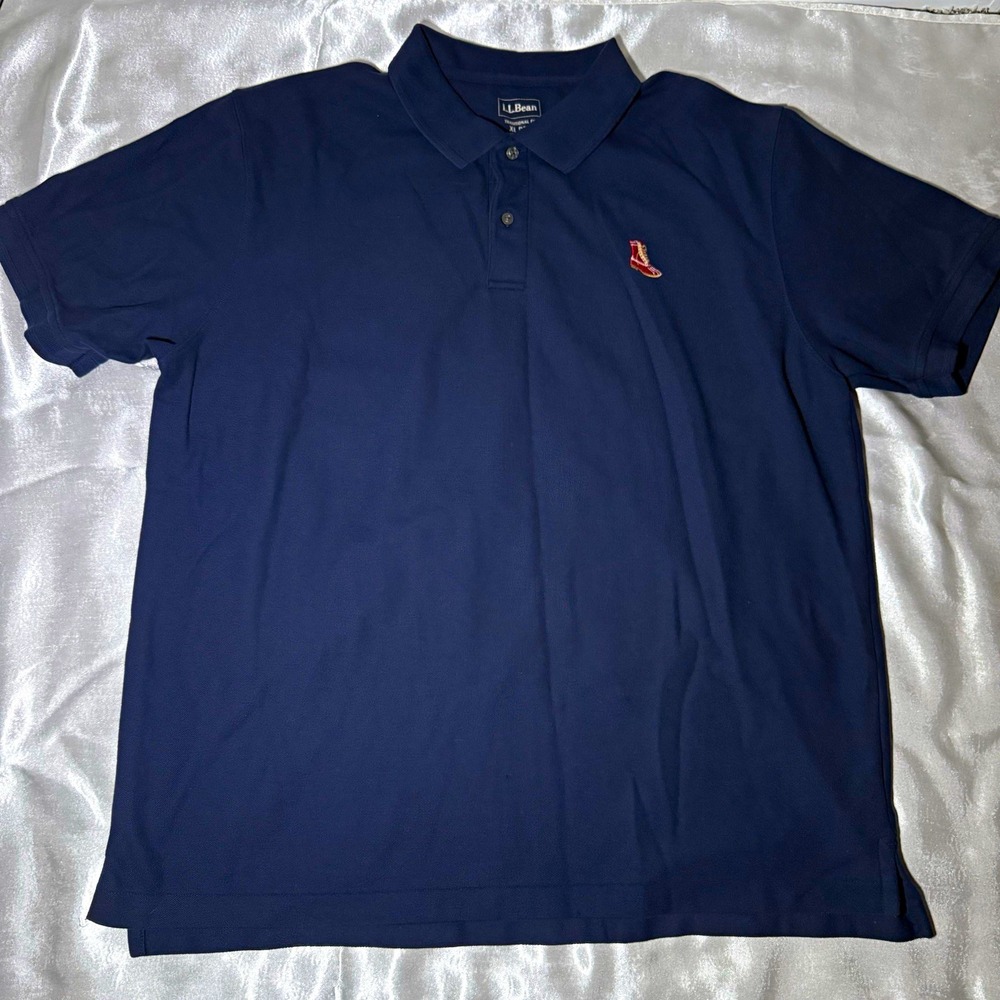 L.L.Bean Men's XL Regular Blue Cotton Knit Polo Traditional Fit Embroidered